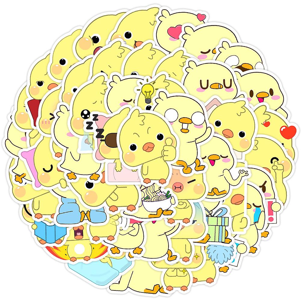 50PCS Cute Yellow Duck Animal Stickers for Water Bottles, Laptops, Suitcases, and Phones - Creative DIY Accessory