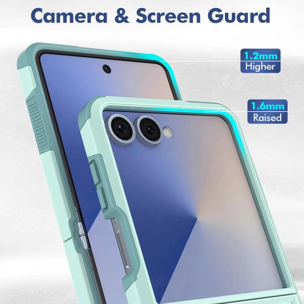 Luxury Military Shockproof Armour Phone Case for Samsung Galaxy Z Flip 7 6 5 zflip 4 5G Double Bumper Hybrid Protective Cover