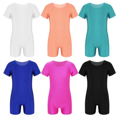 Kinder Mädchen Jungen Kurzarm Tumbling Unitard Athletisch Gymnastik Biketard Ballett Tanz Trikot Sport Bodysuit Overall