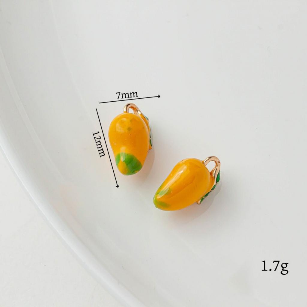 2 PCs Brass Charms 18K Gold Plated Fruit Enamel Pomegranate Peach Strawberry Apple Pendants For DIY Necklace Jewelry Making