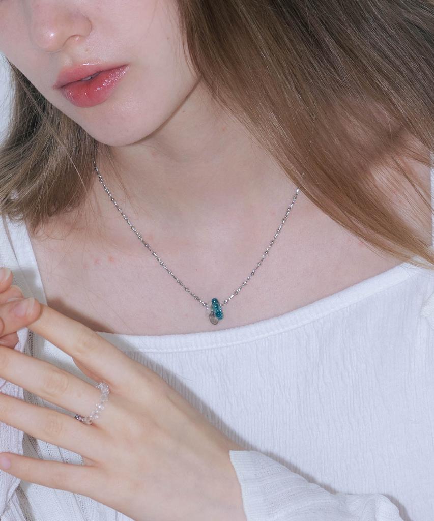 Pearly More Summer Blue Flower Necklace_Pm25N009Hs