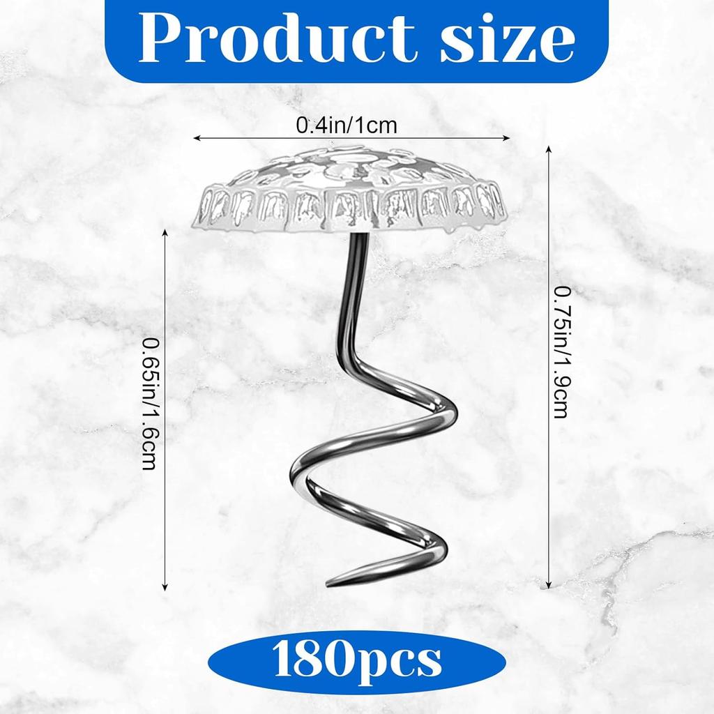 180 pcs Upholstery Tacks Headliner P Clear Heads Twist Pin 0.5 Inches Bed Skirt P No-Slip Fabric Holders for Upholstery Furniture Slipcovers