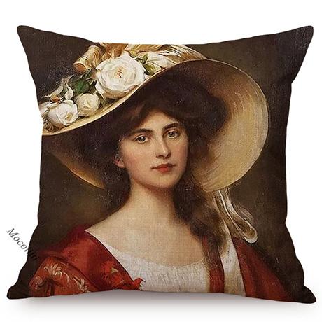 Netherlands Painter Albert Lynch Charming Girl Oil Painting Art Decoration Pillow Case Sexy Woman Sofa Cushion Cover Cojines