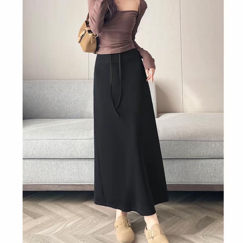 Autumn 2026 Casual Drawstring High Waist Slimming Slit Pencil Skirt