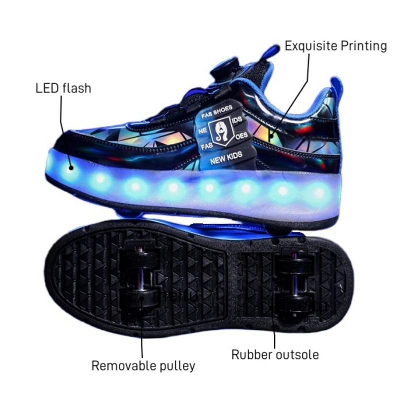 New Invisible Glowing Wheeled Skates Women's Kids Walking Skates Quad Wheel Removable Roller Skates Sporty and Stylish