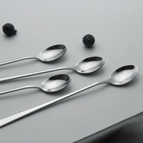 AOOSY Muddler Spoons, Set of 4, 22.7cm, Stainless Steel, for Buffet, Soda, Yogurt, Iced Coffee, Long Spoons, Mirror Finish, for Adults, Kids, and Fami