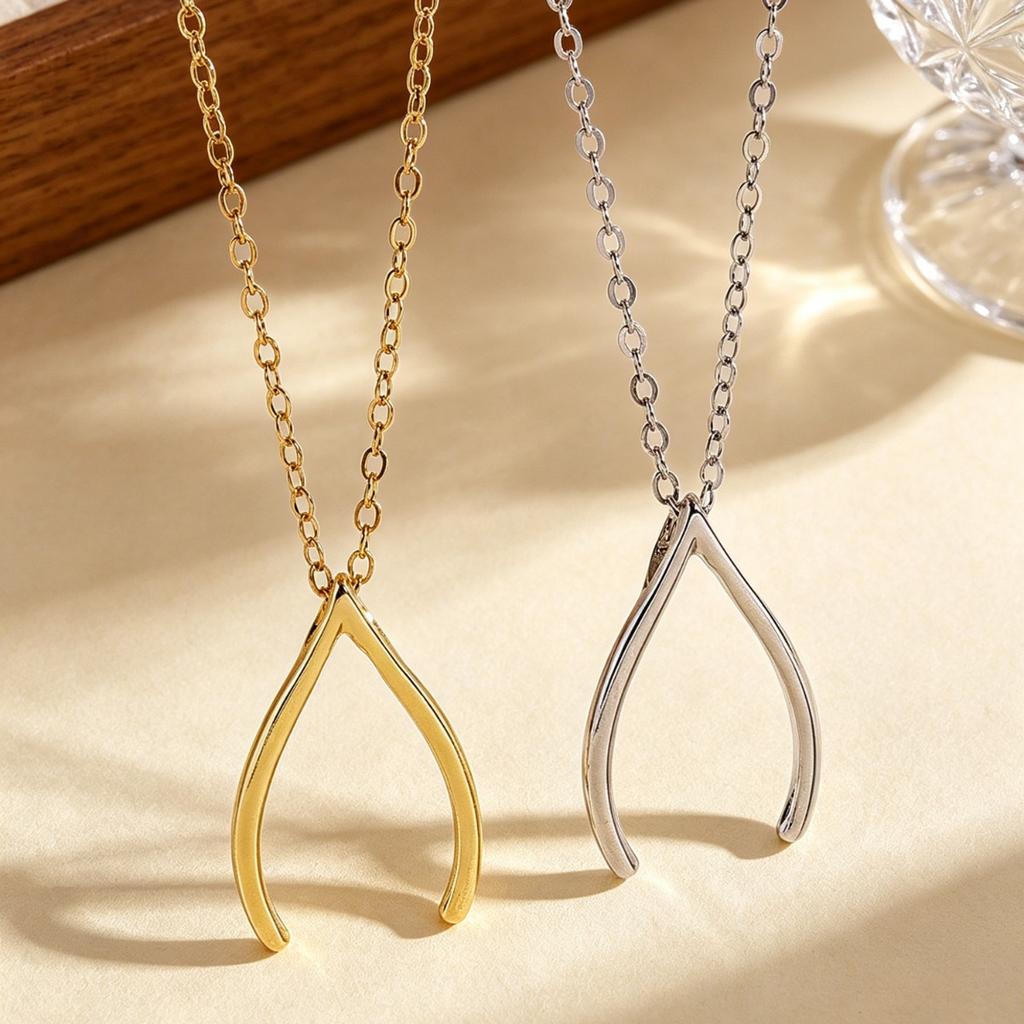 Minimalistische Gabelbein-Anhänger-Halskette Einfacher Glücksbringer Schmuck