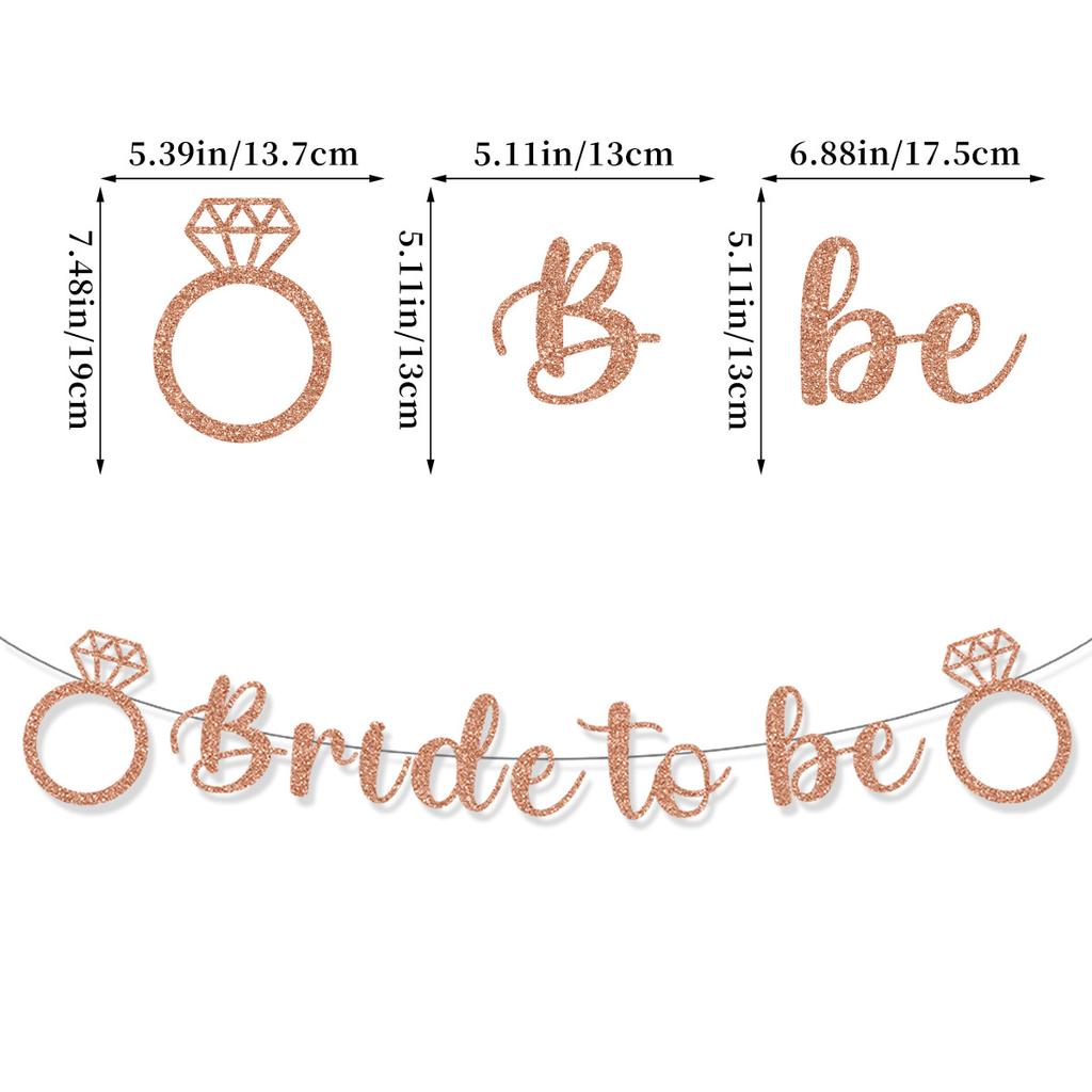 Bachelor Party Theme Decoration Wedding Arrangement Diamond Ring Wedding Dress Glitter Pulling Flag Latte Flower