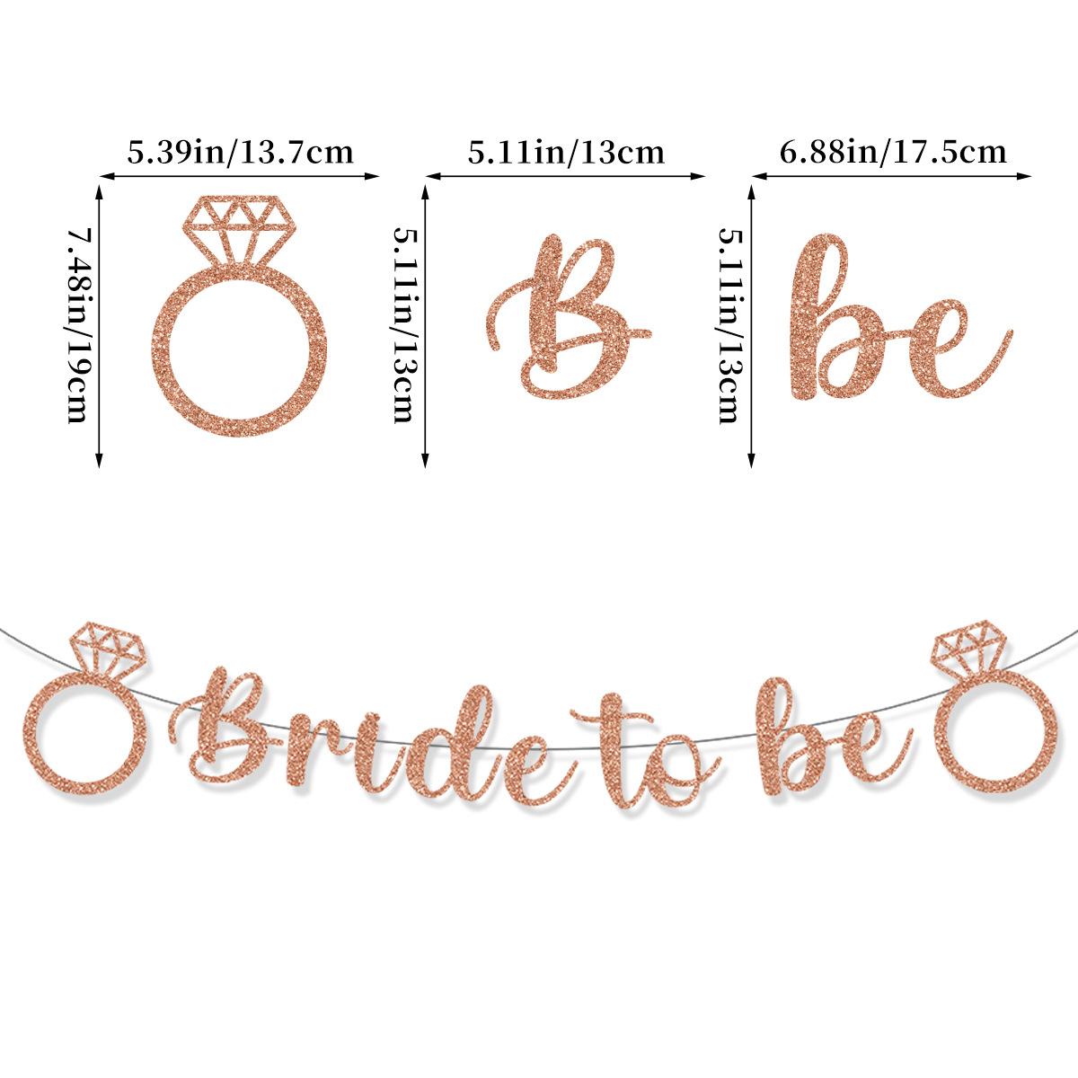 

Bachelor Party Theme Decoration Wedding Arrangement Diamond Ring Wedding Dress Glitter Pulling Flag Latte Flower Rose gold diamond ring Bride to be