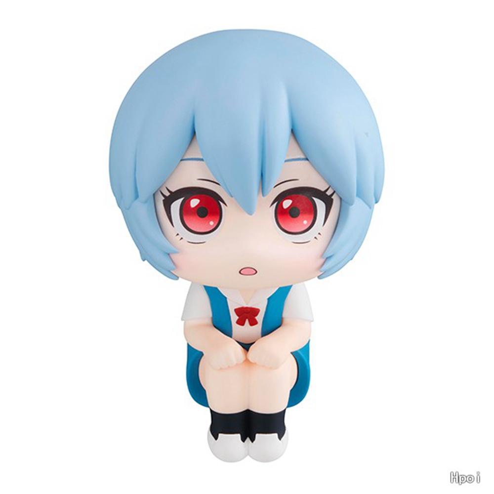 10CM Anime Evangelion Ayanami Rei Figure Souryuu Asuka Langley Look Up EVA Sitting Model Toy Doll Aciton Figure PVC Ornament