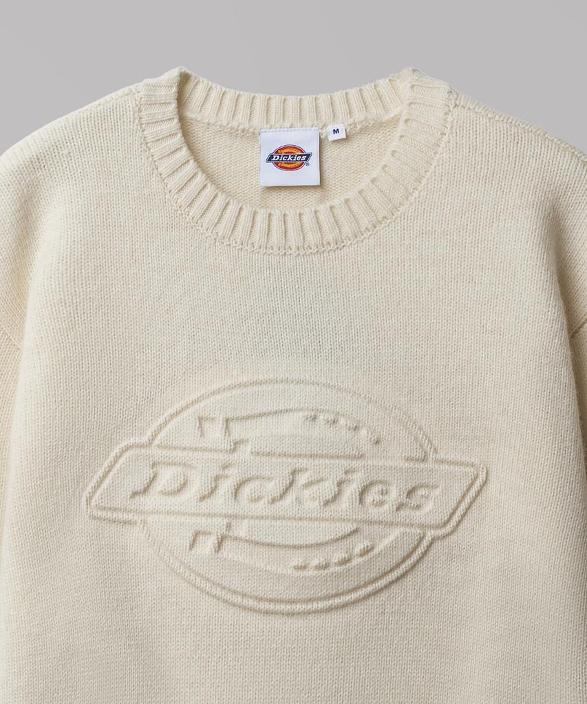 DICKIES Embossed Logo Pullover Crop Knit Cream