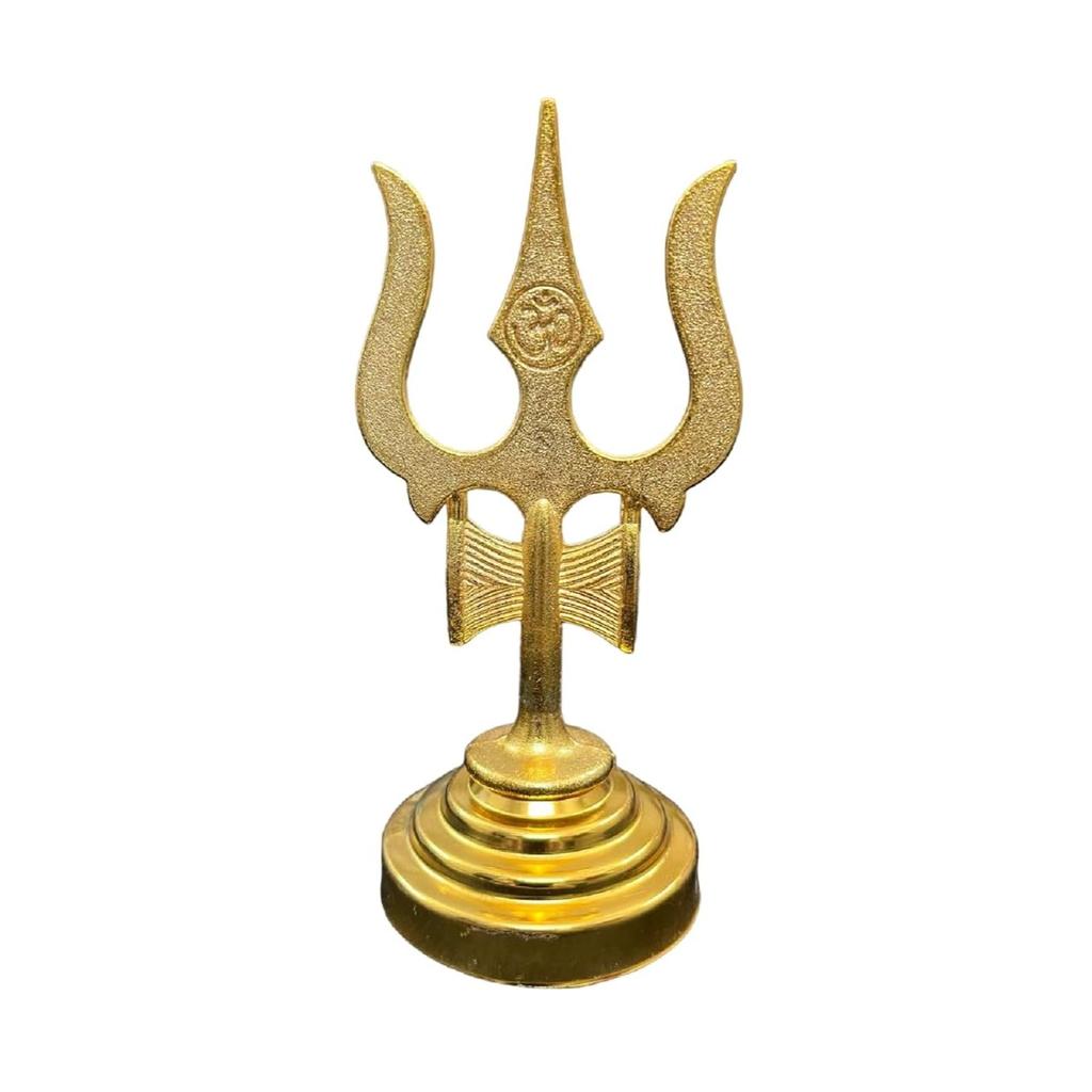 Numeroastro Trishul Damru with Om Engraved In Mix Metal for Puja Ghar | Home Temple (