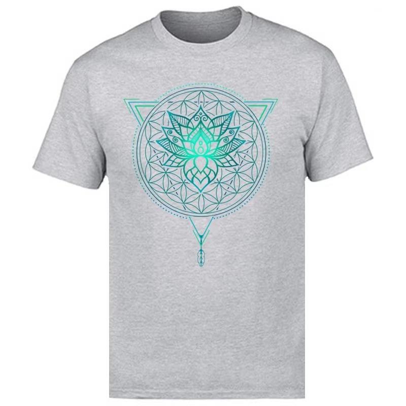Mandala Géométrique Fleur de Lotus T-shirt Classique Homme Hauts d'Été T-shirts Tissu Coton Super T-shirt OM T-shirts Chemises Noires Mode