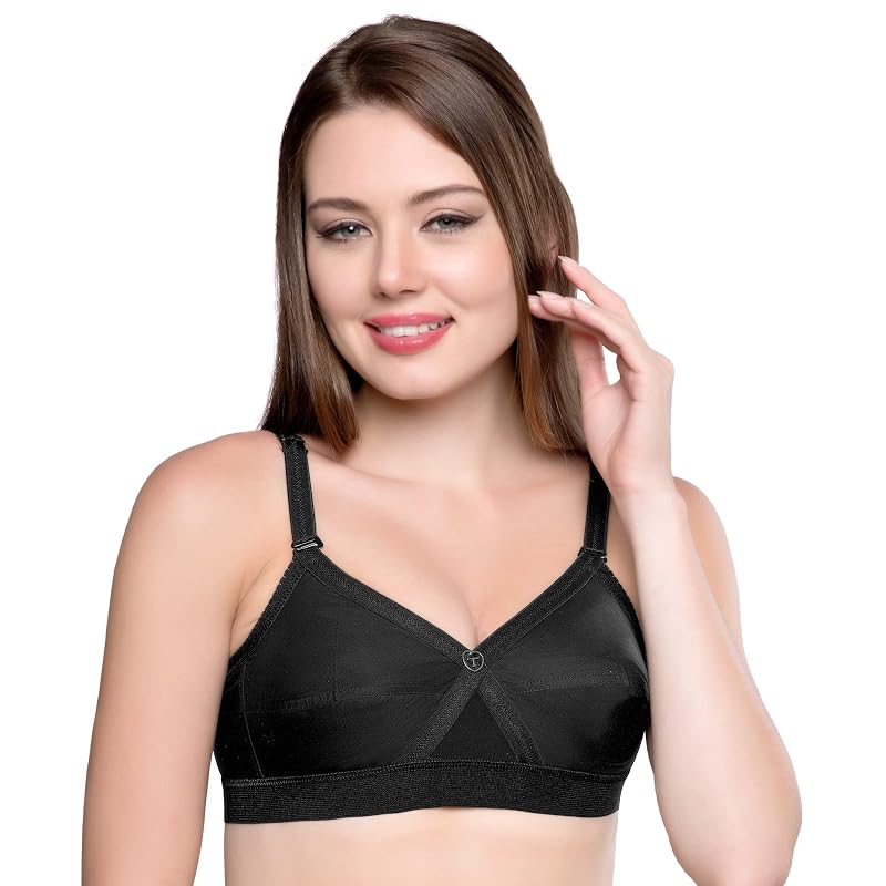 Trylo Women' NonWired Bra (Krutika Plain Black 4D)