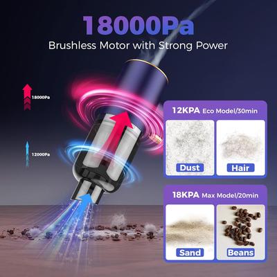 Portable Cordless Car Vacuum 18000PA, 7-in-1 Rechargeable Handheld Cleaner with Brush Motor for Car, Home, Office, Pets