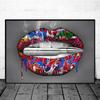 Posters Print Wall Art Painting Home Decor Sexy Women Red Lips Waterproof Canvas Paintings Picture for Living Room Decoration