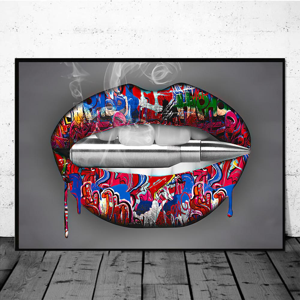 Posters Print Wall Art Painting Home Decor Sexy Women Red Lips Waterproof Canvas Paintings Picture for Living Room Decoration