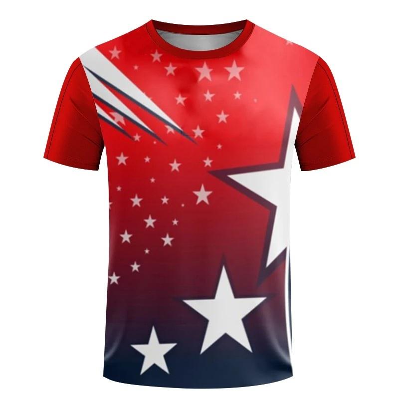 Colorful Stripes Pattern T-Shirt For Men Geometric Stars 3D Printed Tees Casual Unisex Short Sleeve O-Neck Tops Sports T Shirts