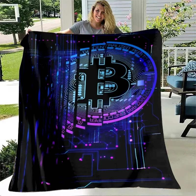 Bitcoin Virtual Currency NFT Soft Flannel Blanket for Beds Bedroom Sofa Picnic,Throw Blankets for Cover Outdoor Leisure Nap Gift
