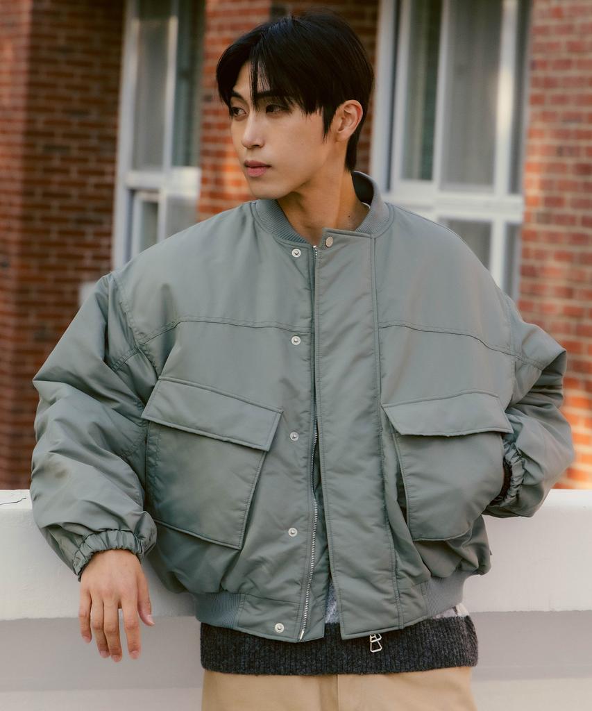Dthirtyone Volume Padded Ma-1 Bomber Jacket (Olive)