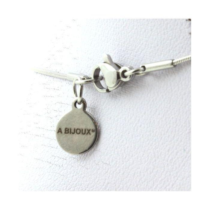 Pierres et Minéraux. Collier perles bois 8 mm + Rubis du Brésil + Lapis Lazuli du Pakistan Chaine en acier inoxydable.