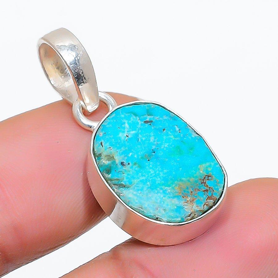 Tibetan Turquoise Gemstone 925 Sterling Silver Jewelry Pendant 1.22" GK-5138