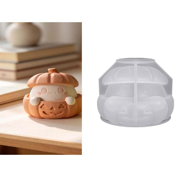 Ghostly Pumpkin Silicone Molds Halloween Candle Silicone Molds For Making Candle Soap Festival Decoration Resin Casting