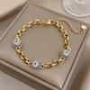 Greatera Blue-eyed Colored Rhinestone Inlaid Ball Bracelet for Women New Style 2026 Trendy Metal Stainless Steel Design Bangles
