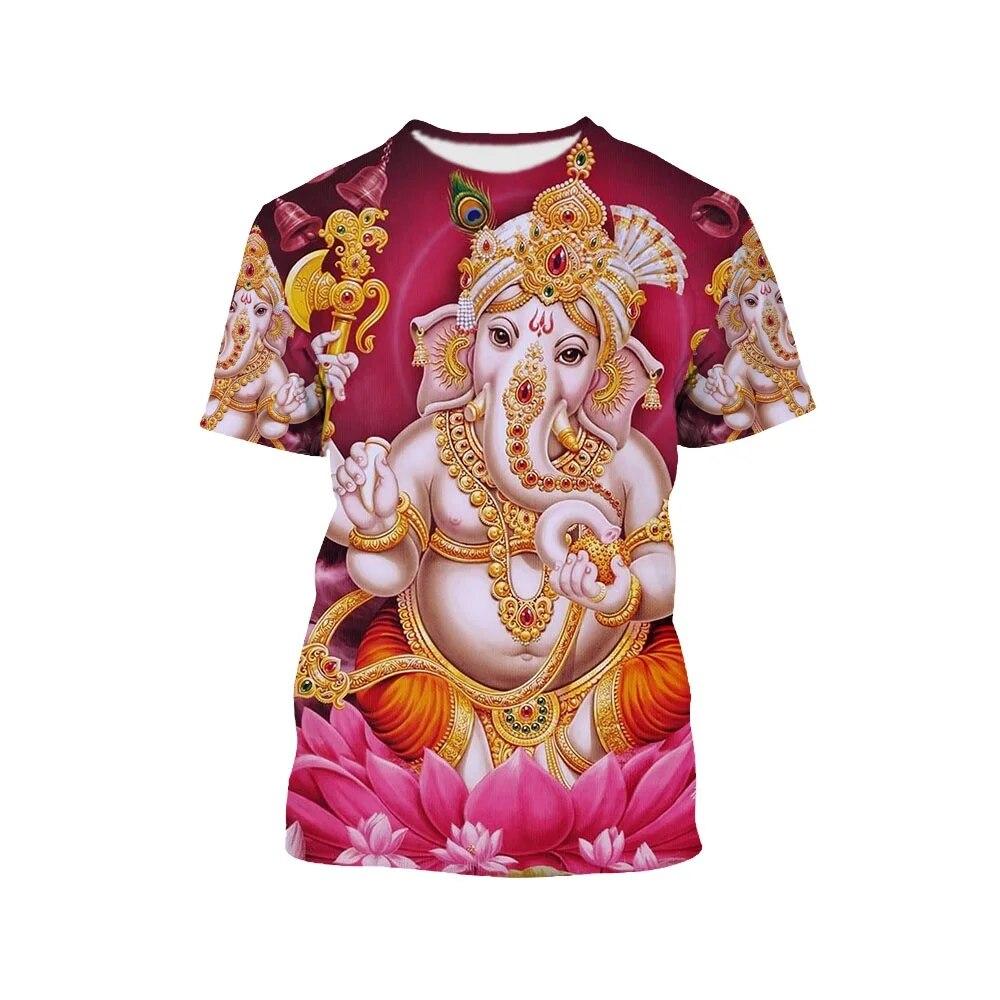 Hindu Wisdom God Ganesha 3D Printed Men T Shirts  Oversized Vintage Tops 90s Aesthetic Streetwear Tees