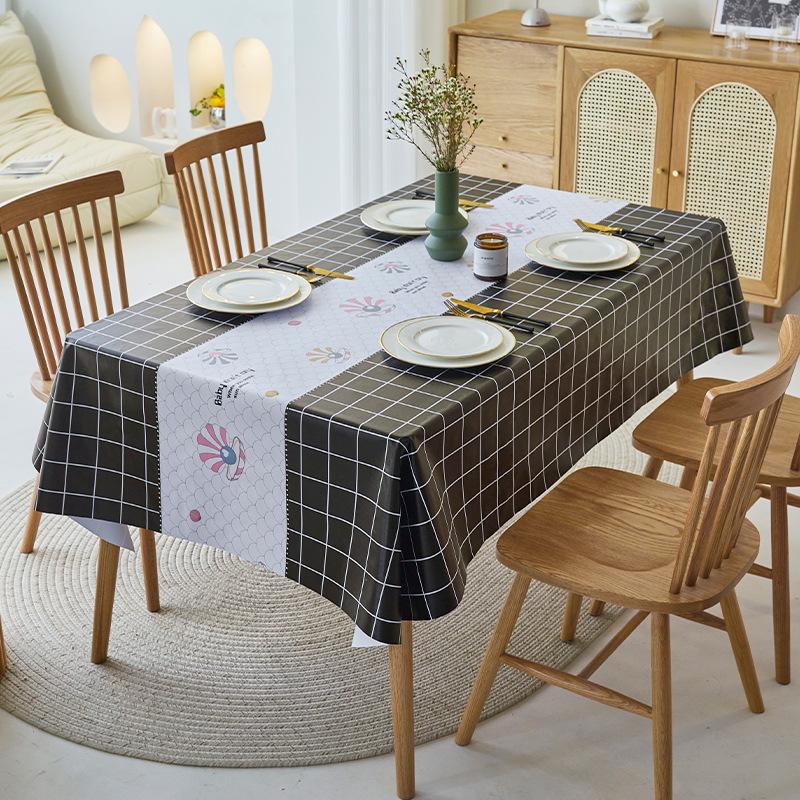 Pvc Tablecloth Waterproof And Oil-Proof Leave-In Light Luxury Student Rectangular Dining Table Tablecloth Coffee Table Cloth Table Mat