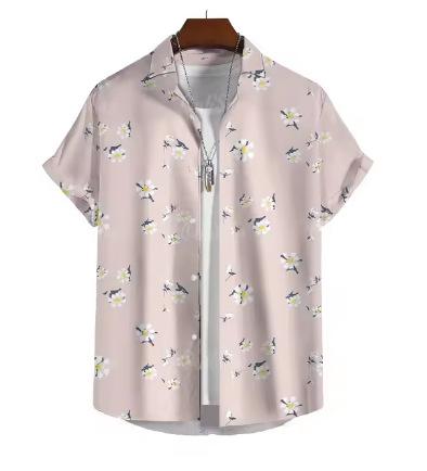 Simple Men's Shirt 3D Floral Print Hawaiian Shirt Men's Daily Casual Short Sleeve Shirt Loose Plus