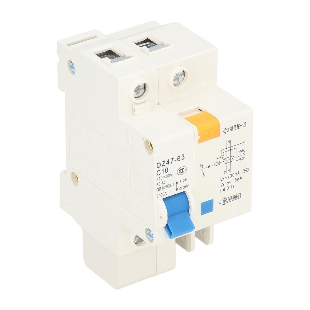 Circuit Breaker Mini MCB 1P+N 10A 230V 400V 30mA 6000A Breaking Capacity for Home