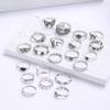 Retro Silver Color Geometric Knuckle Rings Set For Women Eye Cross Sun And Moon Leaf Charm Finger Ring Female Boho Party Jewelry