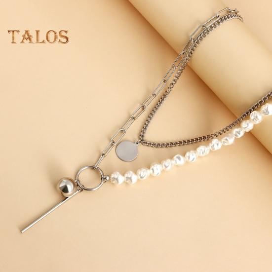 Collier de perles baroques artificielles superposées pour femme, collier à chaîne trombone en perles artificielles empilables, bijoux pour femme et petite amie