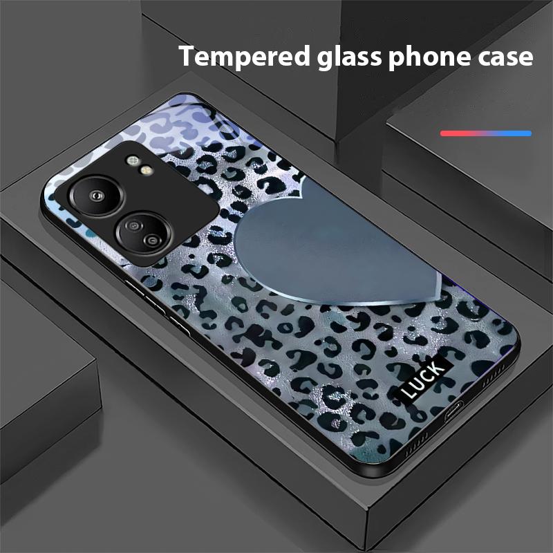 Speckled Love For Xiaomi Redmi 13C Note13 12 Pro Plus 5G Note 9 13T Pro POCO X6 F5 F6 Black Tempered Glass Phone Case