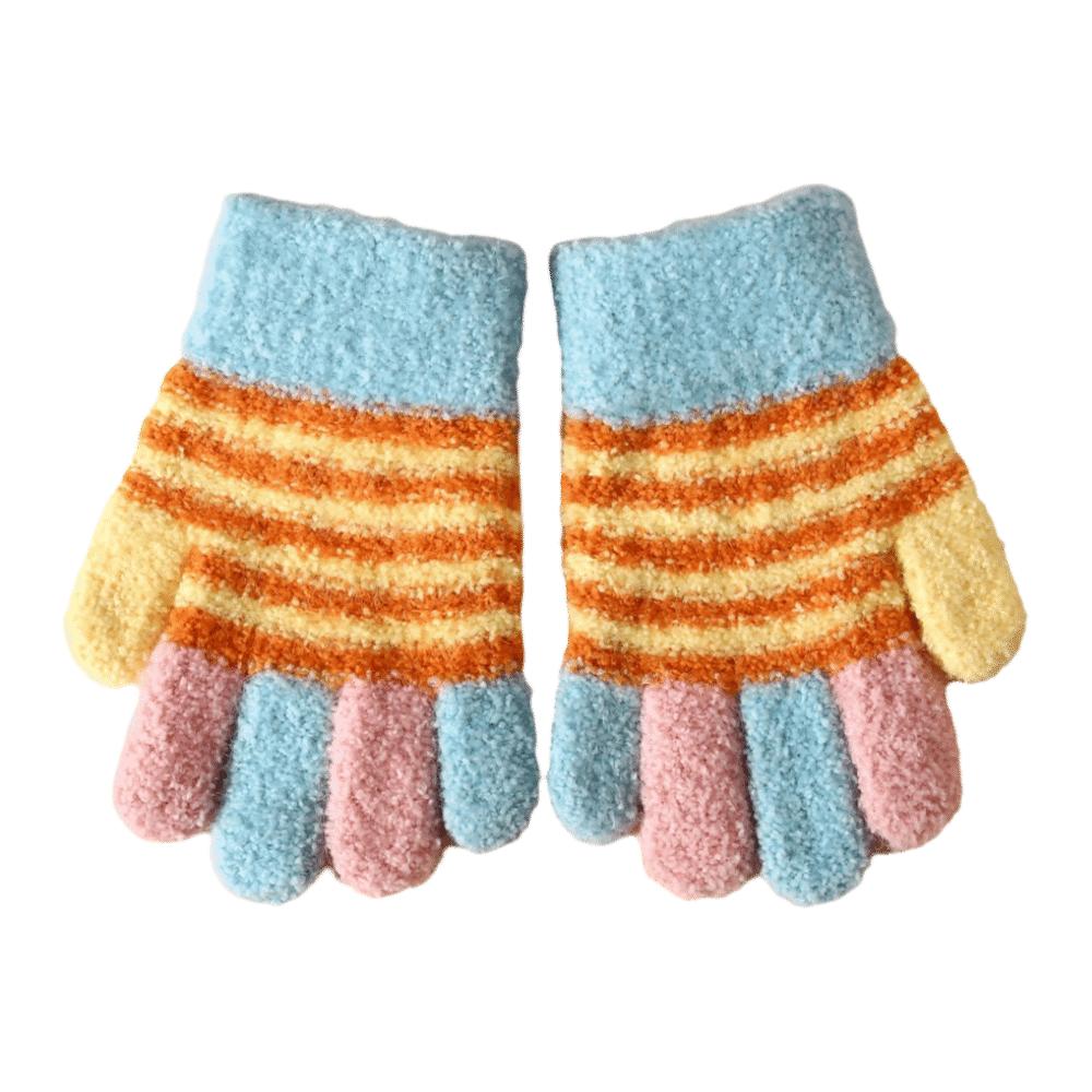 Plush Kids Knitted Gloves Thickened Windproof Gloves Children Full Fingers Gloves  Outdoor Sports