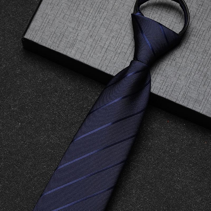 Business Dress Lazy Zipper Free Groom Best Man Wedding Korean Narrow Shirt Striped Plaid Tie
