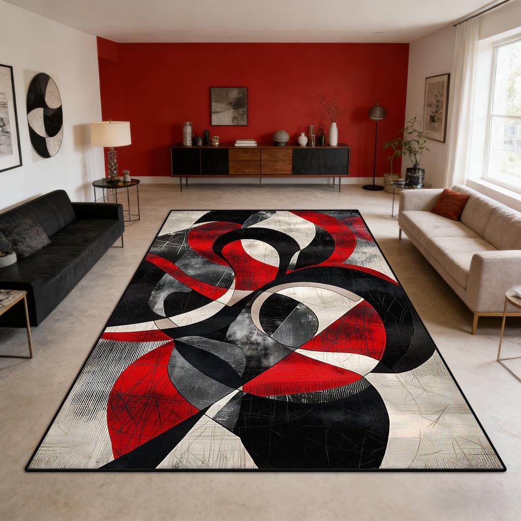 Nordic Abstract Style Large Living Room Carpet Flannel Non-slip Washable Sofa Decoration Rug Bedroom Cloakroom Fluffy Floor Mat