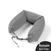 Miling Muji-Style Striped Inflatable U-Shaped Neck Travel Pillow (2-Pack)