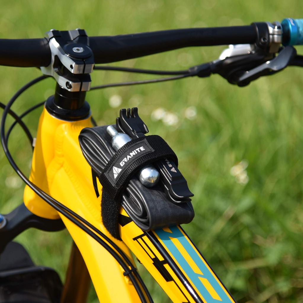 Granite Rockband MTB Frame Carrier Straps for Inner Tubes and Bike Tool Kits Compatible with and Road Bikes - - Mountain, Cross, (Black)