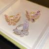 Pink Diamond Butterfly Zirconia Open Ring with Exquisite High-Grade Feel - Korean & Ins Style