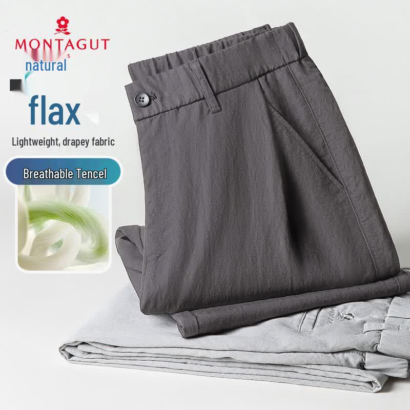 MONTAGUT Men s Breathable Linen Tencel Casual Pants L
