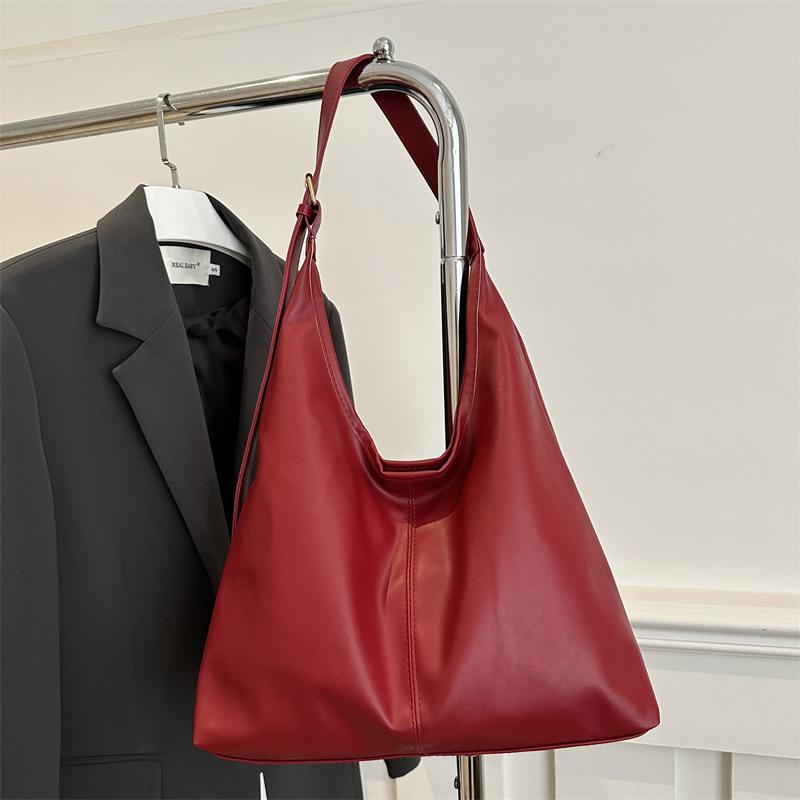 Large Capacity Commuter New Popular 2025 Solid Color Simple Casual Shoulder Underarm Tote Bag Women