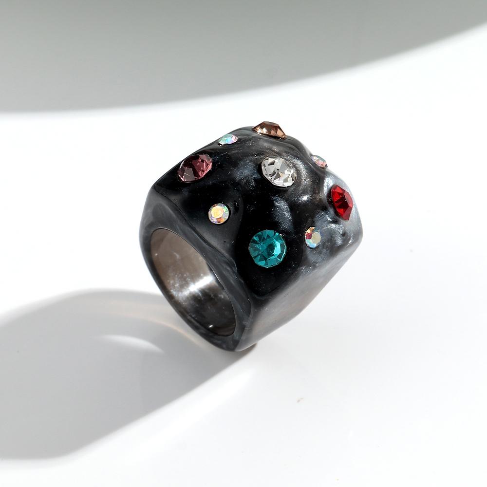 New Sweet Colorful Chunky Acrylic Finger Rings for Women Girl Trendy Resin Crystal Square Stackable Ring Minimalist Jewelry Gift