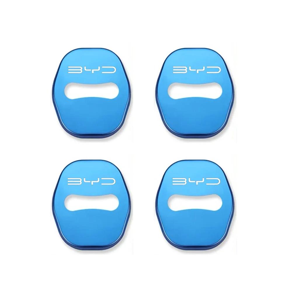 4PCS Car Styling Door Lock Protective Cover Logo Stainless Steel For BYD Atto3 Han Tang Seal SealU Seal Dolphin E2