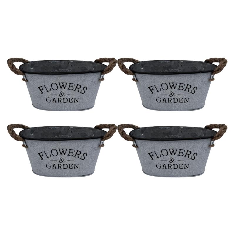 

4 Pieces Decorative Plant Containers Embossed Metal Pots for Indoor Herb Handmade Flower Bucket Floral Arrangement Tool 1