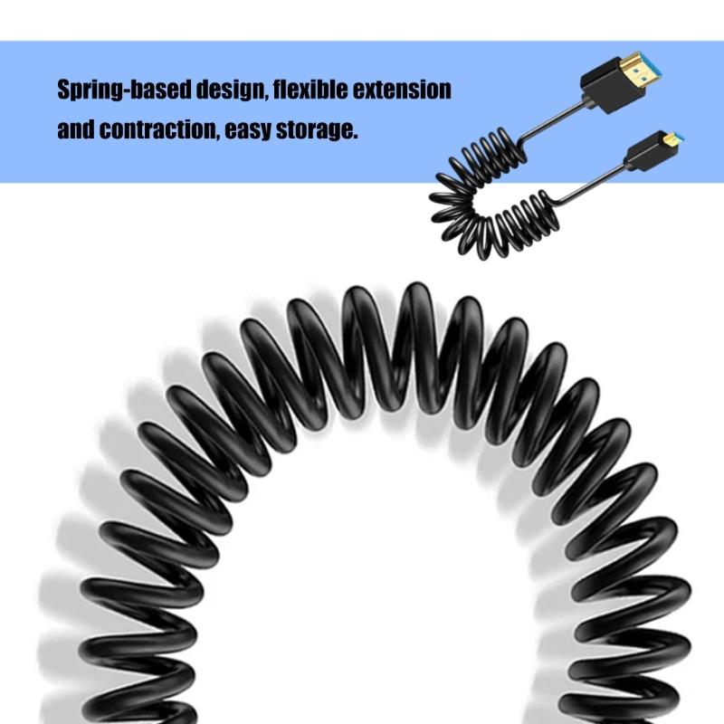 Adjustable 8K UHD2.1 Version Cord Spring Design Cable Wire Aluminum Foil Shielding for for Laptops Monitors