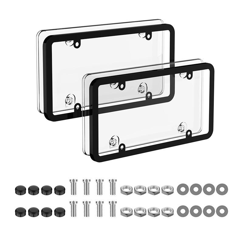 1Set Cross Border Modification of US Standard License Plate Frame, Transparent License Plate Frame, Plastic Metal