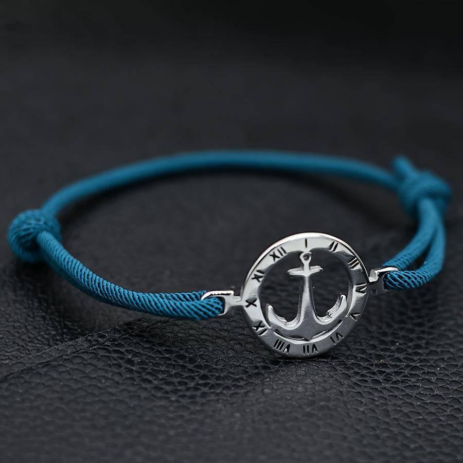 Adjustable Bracelet Easy Woven Wristband 304L 304L Stainless Steel Style Nautical Anchor Bracelet Men'S Beach Vacation Casual Arm Jewelry