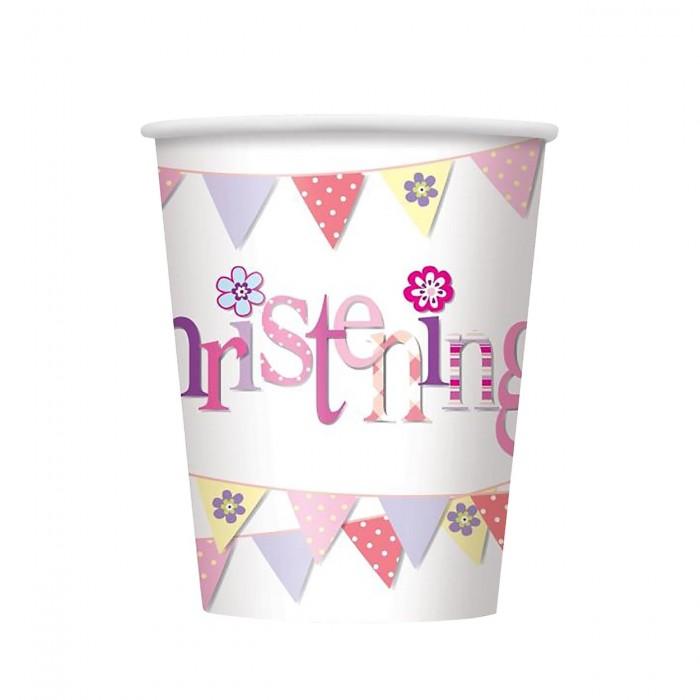 Unique Party Paper Bunting Christening 270ml Disposable Cup